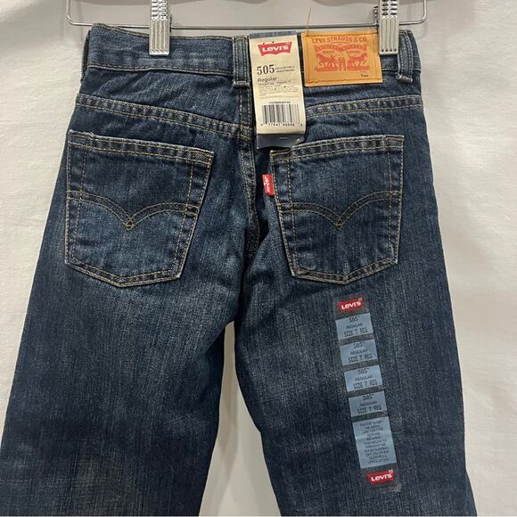 Levis 505 Regular Boys 7 Regular Straight Adjustable Waist Classic Basic New - Picture 4 of 8